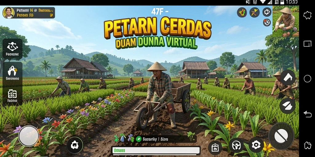 Tampilan gameplay menarik dari 47F yang menunjukkan kegiatan bertani.