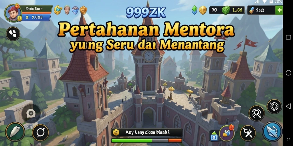 Tampilan gameplay menara pertahanan yang mendebarkan di 999ZK.