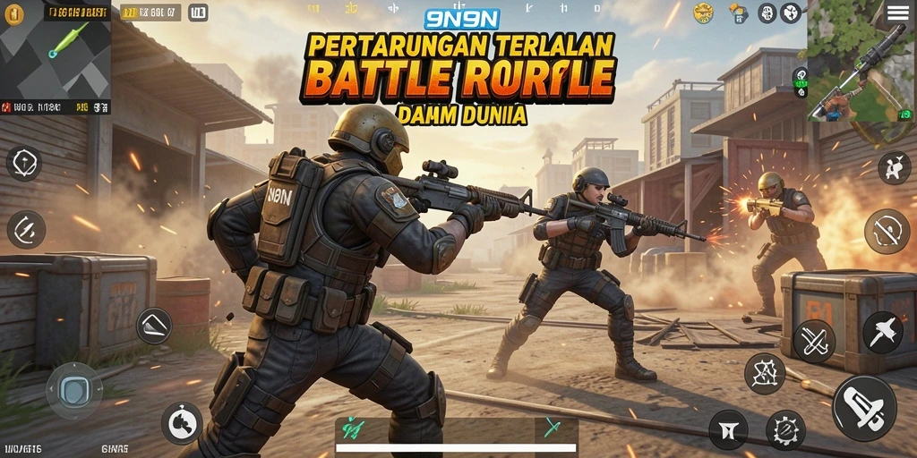 Tangkapan layar aksi seru dalam game Battle Royale 9N9N.