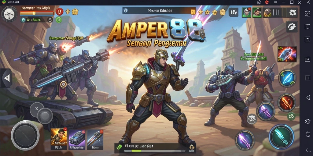 Screenshot utama AMPER88 menampilkan aksi pertempuran strategi yang memukau.