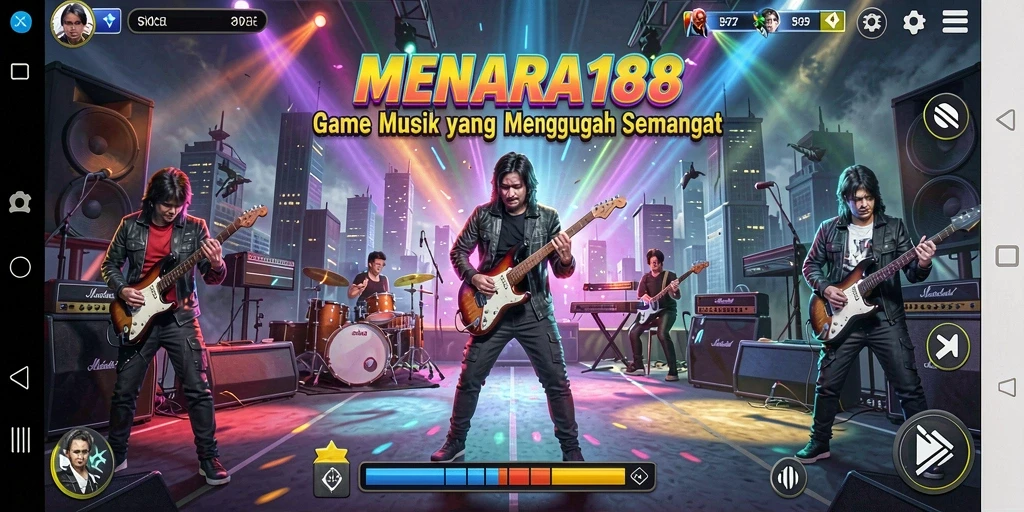 Screenshot gameplay MENARA188 dengan tampilan alat musik interaktif.