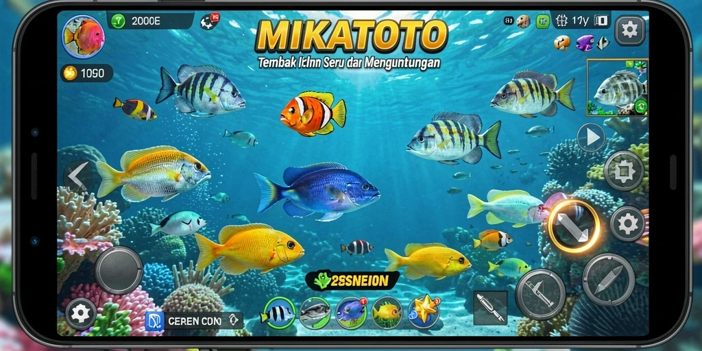 Screenshot MIKATOTO menampilkan serunya gameplay Tembak Ikan.