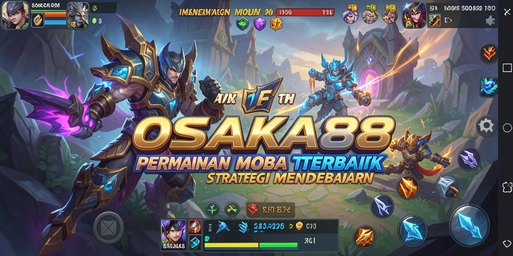 Screenshot permainan OSAKA88 menampilkan pertempuran seru di arena MOBA.