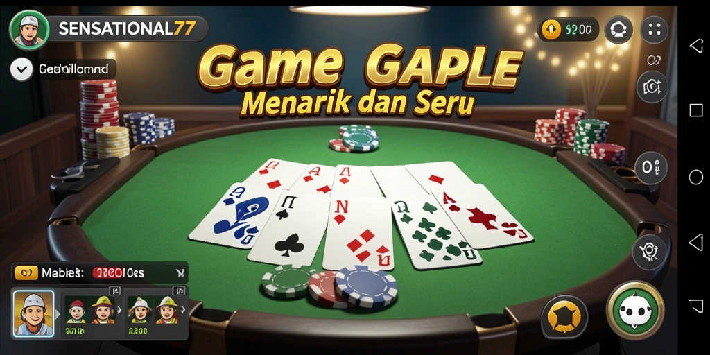 Tampilan gameplay SENSATIONAL77 dengan aksi seru Gaple.