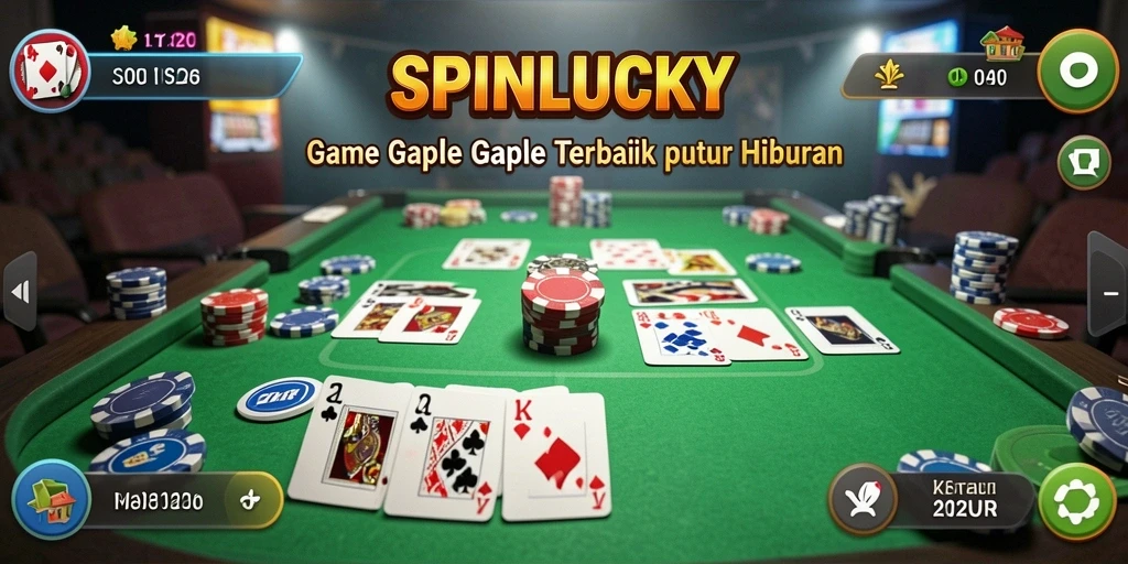 Tampilan gameplay SPINLUCKY dengan kartu Gaple yang seru.
