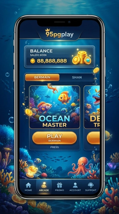 Screenshot aplikasi 95pgplay menampilkan berbagai kategori aplikasi yang tersedia.